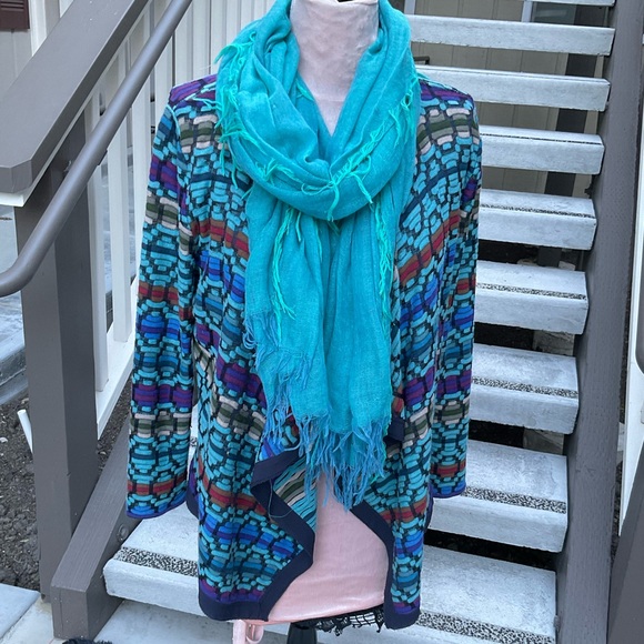 Nic+Zoe colorful aztec cascade waterfall sweater Petite PL - Picture 4 of 11